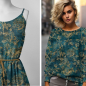Preview: Bio Viskosejersey mit Überbreite (Stoffbreite ca. 170 cm): Eigenproduktion Roses & Teal  - von Graustufen-Stoffe
